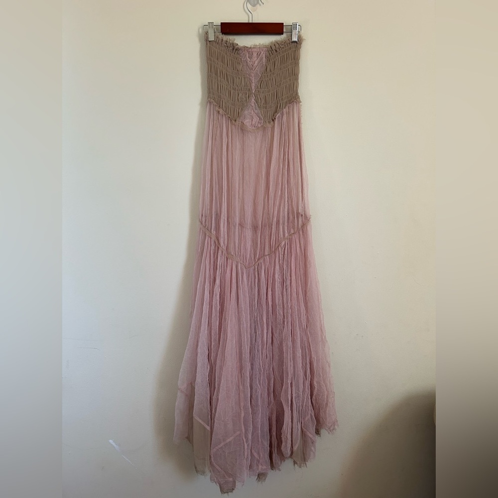 Free People Intimately Raw Tulle Sheer Maxi Slip Dress
